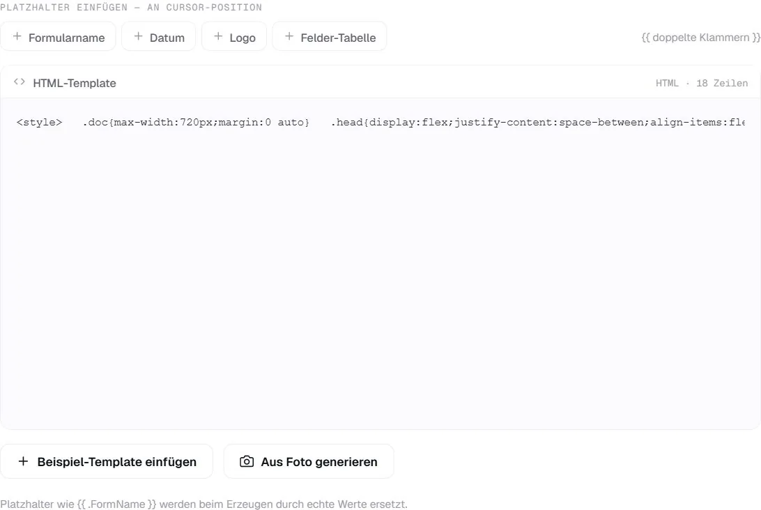 Eigenes HTML-Template im Editor